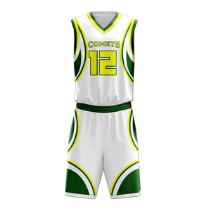 Vente en gros de maillots et shorts de basket-ball blancs et verts de haute qualité, vêtements de sport à séchage rapide - Product Image 3