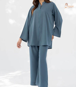 Willson High Quality Islamic Top Pants 2PCS Set Breathable Custom Logo Unisex Loose Casual Daily Suits Modest Beading - Product Image 6