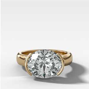 IGI 3Ctw Diamond Engagement <b>Rings</b> 14K Solid Gold East West Half Bezel Oval Cut Lab Grown Solitaire <b>Chunky</b> Modern Wedding Jewelry - Product Image 1