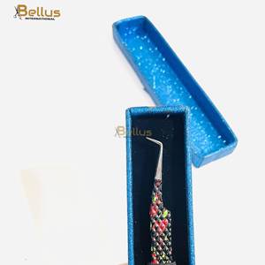 Pinzas para Extensión de Pestañas con Purpurina de Marca Privada, Acero Inoxidable, Punta Puntiaguda de 45 Grados, Venta al Por Mayor OEM - Product Image 5
