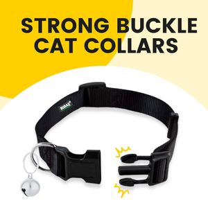 Custom Paw Printed Cat <b>Collar</b> with Bell | Adjustable Nylon Kitten <b>Collar</b> | Breakaway Safety Buckle for Cats & Kittens - Product Image 2