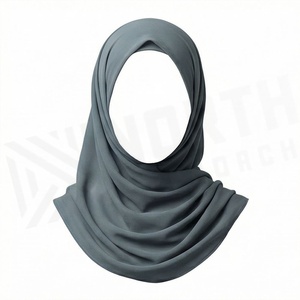 Hiyab de poliéster de color sólido para mujer, tela de chifón transpirable, para uso diario, pañuelo étnico de Oriente Medio. - Product Image 2