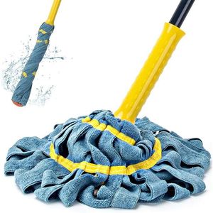 KeFanta Mop in Microfibra con Sistema di Strizzatura Automatica, Manico Girevole da 145 cm, per Pulizia Pavimenti con Panno Abrasivo Superiore - Product Image 1