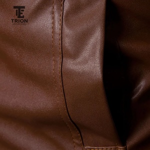 Veste en cuir pour homme, bordeaux, haute qualité, personnalisée, neuve, col montant en toile, imperméable, coupe-vent, respirante, hiver - Product Image 4