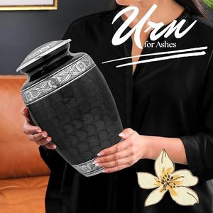 Urne funéraire exclusive haut de gamme en aluminium pour adultes, avec couvercle sécurisé et durable, pour cendres commémoratives - Product Image 3