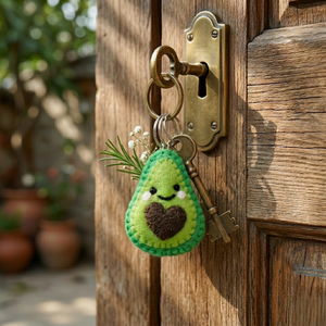 Premium Handmade Wool Felt Light Keychain | Artisan Crafted Eco-Friendly Avocado Shape Pattern <b>Keyring</b> - Product Image 4