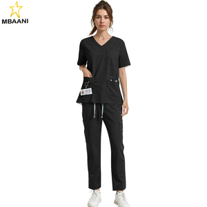2 Pcs <b>Scrubs</b> <b>Sets</b> for Women Stretch Wide Leg Pants & V-Neck Short Sleeve Tops Plus Size Medical <b>Scrub</b> <b>Sets</b> - Product Image 5