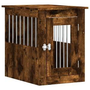 Cage pour chien de taille moyenne en bois d'ingénierie chêne fumé avec structure en acier – Maison et mobilier pratiques pour animaux de compagnie - Product Image 2