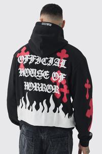 Custom Rhinestone Men's <b>Zip</b> Up Hoodies Wholesale Oversize Fit Rhinestone Embellishments Hoodie Wholesale OEM Streetwear Supplier - Product Image 2