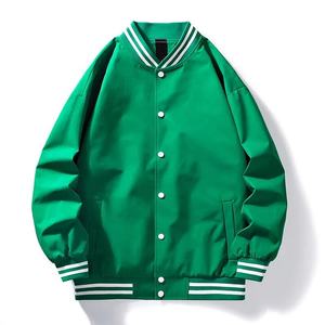Logotipo personalizado bordado a prueba de viento Hip-up chaqueta de béisbol Vintage moda deportes de gran tamaño Varsity lona tela Stand High Street - Product Image 1