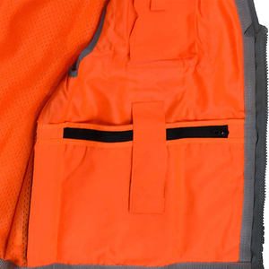 เสื้อกั๊กสะท้อนแสงเพื่อความปลอดภัย ระดับ ANSI Class 2 EN ISO 20471 Class 2 สีส้ม มีกระเป๋าหลายช่องและซิปปิด - Product Image 4
