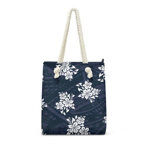 Bolso de Mano para Mujer con Estampado de Hibisco Polinesio, Impresión Bajo Demanda, Bolso de Compras para Vacaciones, Bolso Tote Casual Elegante con Asas de Cuerda para Chicas - Product Image 4