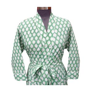 Kimono Moderno para Mujer, Ecológico, con Estampado Floral, de Algodón, Cuello en V, Manga Tres Cuartos, Cierre con Cinturón, Secado Rápido, Ropa de Dormir - Product Image 3