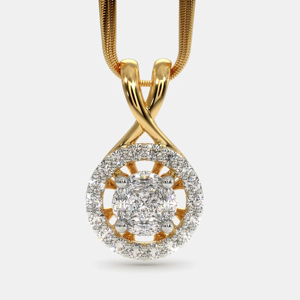 Collar con Colgante de Diamantes Chapado en Oro Amarillo para Mujer, Corte Brillante Redondo, Engaste de Garra, Cadena de Serpiente, Joyería de Lujo para Compromiso - Product Image 1