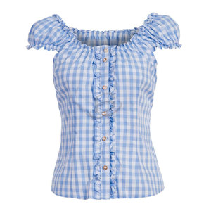 Chemises amples décontractées à manches courtes à carreaux pour femmes, blouses et hauts oversize en coton et polyester, style streetwear vintage 2026 - Product Image 3