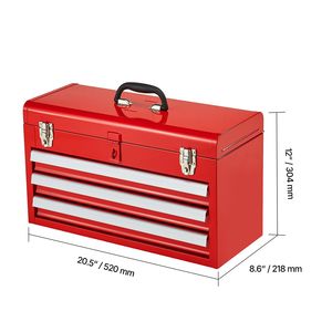 20.5-inch Portable Metal <b>Tool</b> <b>Box</b> with 3 Ball Bearing Slide Drawers <b>Small</b> <b>Tool</b> Chest Liners High-quality EVA - Product Image 4