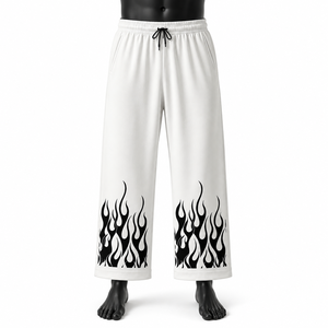 Pantalon de survêtement large personnalisé pour homme, imprimé flamme, style streetwear, fabriqué par un fabricant - Product Image 1