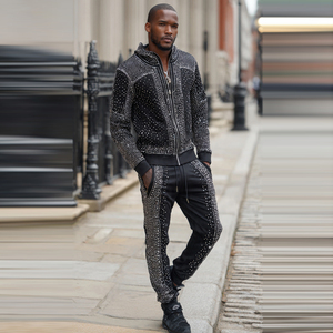 Wholesale <b>Rhinestone</b> Sweatsuits Women Stand Collar Zipper <b>Rhinestone</b> <b>Jacket</b> Jogger Pants Set Street <b>Rhinestone</b> Tracksuits Womens - Product Image 6