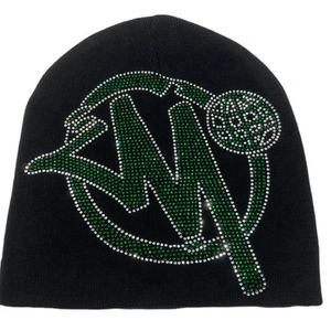 Gorro de invierno con diamantes de alta calidad para mujer, gorro de punto cálido hecho a mano a la moda con diamantes de imitación, gorro de punto Jacquard - Product Image 1