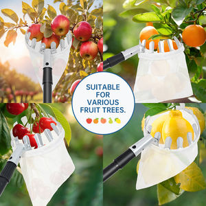 Boomvruchtenplukker met stoffen zak, lange steel van staal, fruitoogstgereedschap - Product Image 4