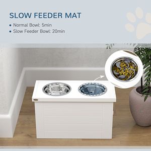 White Elevated Dog Bowls Slow Feeder <b>Mat</b> Storage Cabinet 3 Stainless Steel Dishes for <b>Large</b> Extra <b>Large</b> Pups Pet Bowls Feeders - Product Image 4