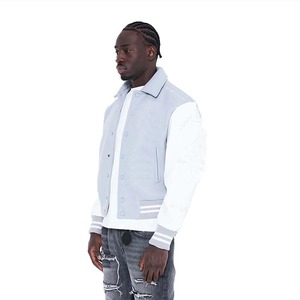 Premium Quality <b>Long</b> Sleeve Drop Shoulder Style <b>Men's</b> Clothing Button Down Outerwear <b>Coats</b> OEM Design Blank Letterman Jacket <b>Men</b> - Product Image 4