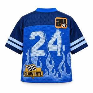 CLAW INTL Unisex Sublimated Soccer Jersey Blue <b>Mesh</b> <b>Short</b> Sleeve V-neck Moisture Wicking Anti-shrink Adjustable Strap Regular - Product Image 2