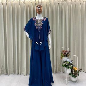 Conjunto de Top Corto y Pantalones Palazzo con Lentejuelas Bordadas de Estilo Étnico para Mujer, de Secado Rápido, Corte Holgado, Ideal para Fiestas y Bodas - Product Image 2