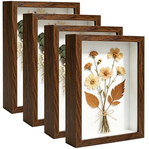 Cadre de présentation en bois de manguier Aqdus Saleem Shadow Box |   Décoration artisanale marron durable et écologique de style chinois traditionnel - Product Image 5