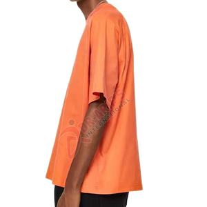 T-shirt de luxe de haute qualité pour hommes 100% coton épais surdimensionné blanc col montant Boxy Tee T-shirts pour hommes - Product Image 3