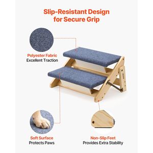 Escaleras de Madera de 2 Peldaños para Mascotas, para Camas, Sofás y Autos, Muebles para Gatos Estables y Resistentes con Capacidad de Carga de 110 Libras, Diseño Plegable Plano - Product Image 4