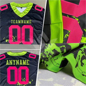 Maillot de football américain personnalisé violet et or, col en V, manches courtes, impression par sublimation, anti-humidité, vêtements d'équipe pour hommes adultes - Product Image 3