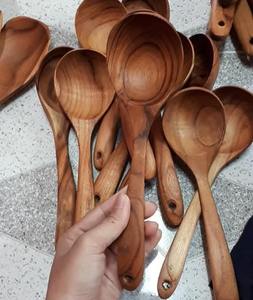 Louche à soupe en bois de teck, ustensile artisanal non traité à l'huile de coco, sûr, non toxique, écologique, léger, 1 pièce - Product Image 1