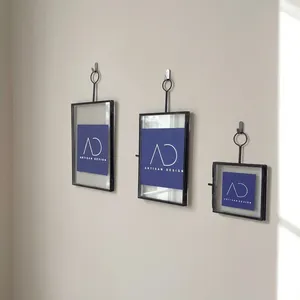 Cadre photo mural en verre suspendu ARTISAN DESIGN, cadre mural décoratif en métal avec anneau de suspension pour la décoration murale de la maison ou du bureau - Product Image 1
