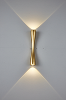 Applique murale LED incurvée en aluminium doré brossé moderne, éclairage ambiant décoratif pour hôtel, faisceau lumineux vers le haut et vers le bas (lot de 2)