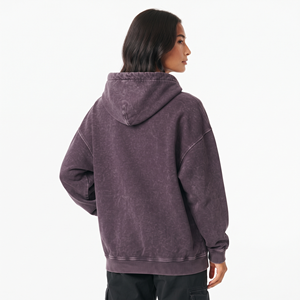 Sudadera con capucha extragrande con cremallera completa y hombros caídos, estilo acid wash, para mujer, de algodón, estilo urbano, con logotipo personalizado, fabricante - Product Image 6