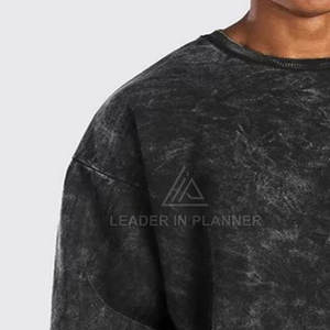 เสื้อสเวตเชิ้ตผู้ชายสไตล์ล่าสุด ผ้าฝ้าย ทรงเบสิค ล้างสีแบบแอซิด แขนยาว ใส่ได้ในฤดูร้อน เสื้อผ้าลำลองสำหรับผู้ชาย - Product Image 4