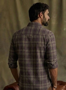 เสื้อเชิ้ตผู้ชาย Enovate ลายสก็อตสีแดงเลือดหมู ผ้าฝ้าย แขนยาว กระดุมสองแถว ปกคอพับ สไตล์สมาร์ทแคชชวล ระบายอากาศได้ดี ทออย่างประณีต - Product Image 2