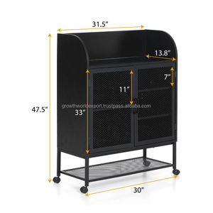 Buffet de bar moderne en bois massif à 2 portes, meuble de rangement vert de luxe fait main pour salon, provenance Rajasthan GWE248 - Product Image 1