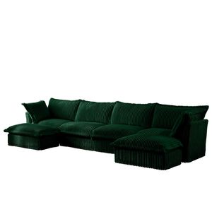 <b>U</b>-Shape Sectional Sofa 4-Seater Slipcovered <b>Living</b> Room Couch with Wide Deep Seat Soft French Edges and Multiple Big Pillows - Product Image 6