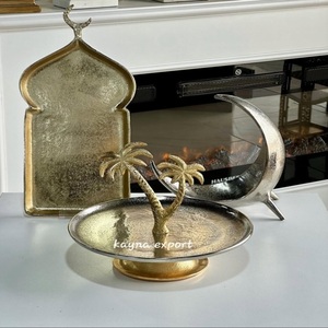 Ensemble de supports à gâteaux en métal à 3 niveaux Ramzan Kareem avec plateau à étages en forme de palmier et support décoratif en forme de mosquée, en laiton doré fait main - Product Image 2