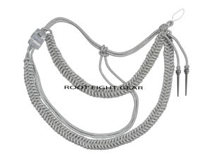 Aiguillette de qualité supérieure en fil de soie blanc de luxe avec épingle de sûreté et fermeture auto-agrippante pour uniformes de cérémonie, faite à la main, de premier ordre - Product Image 3