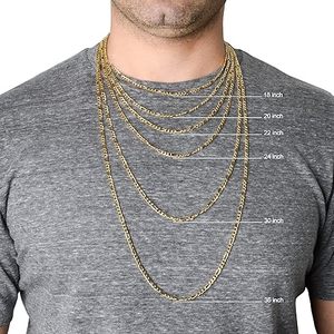 Cadena Figaro de Plata de Ley 925 y Oro Amarillo de 14K, 2.5mm de Grosor, para Mujer y Hombre, Collar de 18 Pulgadas, Regalo de Compromiso/Boda - Product Image 5