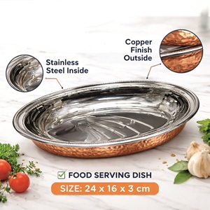 Oval European <b>Curry</b> <b>Dish</b> | Stainless Steel <b>Serving</b> <b>Dish</b> with Copper Finish | Europe Design Kitchen Dining Restaurant - Product Image 3