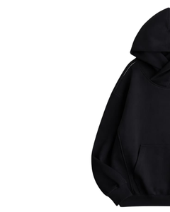 Sudadera con Capucha Negra para Hombre, con Franjas Laterales en Contraste, Felpa de Algodón, Bolsillo Canguro, Estilo Urbano, Logotipo Personalizado OEM - Product Image 3