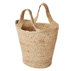 Handmade Natural Rattan Storage Basket | Boho Wicker <b>Laundry</b> <b>Hamper</b> with Handles Eco-Friendly Open-Weave Round Decorative Basket - Product Image 5