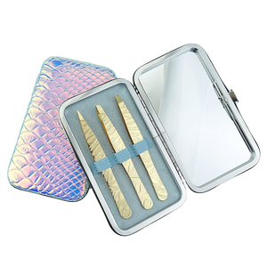 High Quality Stainless Steel Tweezers Set <b>Pointed</b> Tip Professional Eyebrow Tweezer Set - Product Image 4