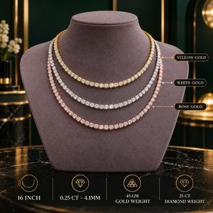 Collar de tenis clásico de 16 pulgadas para mujer |   Diamante Cultivado en Laboratorio de Oro Sólido de 9K, 0.25 CT, 4.1MM, Corte Brillante, Certificado IGI, Joyería - Product Image 2
