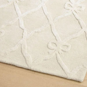 Tapis en laine de Nouvelle-Zélande tufté à la main, design moderne texturé blanc ivoire, tapis doux de qualité supérieure pour salon, chambre d'enfant - Product Image 3