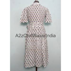 Vestido Midi Ecológico para Mujer, 100% Algodón, Estampado Floral, Corte en A, Cuello en V, Mangas Cortas, Bolsillos, Decoración con Botones, Tela Lavable - Product Image 6